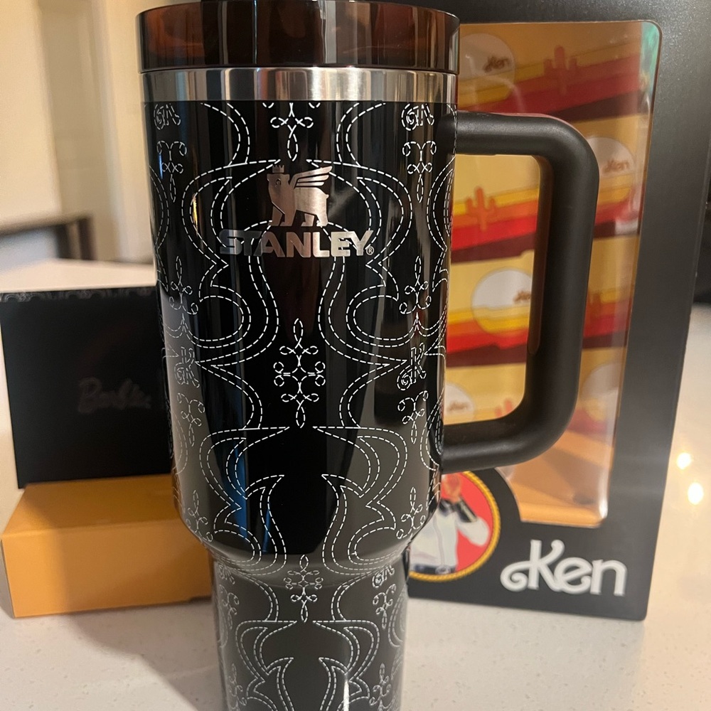 Barbie Edition “Ken” Stanley Black Travel Mug with White Pattern